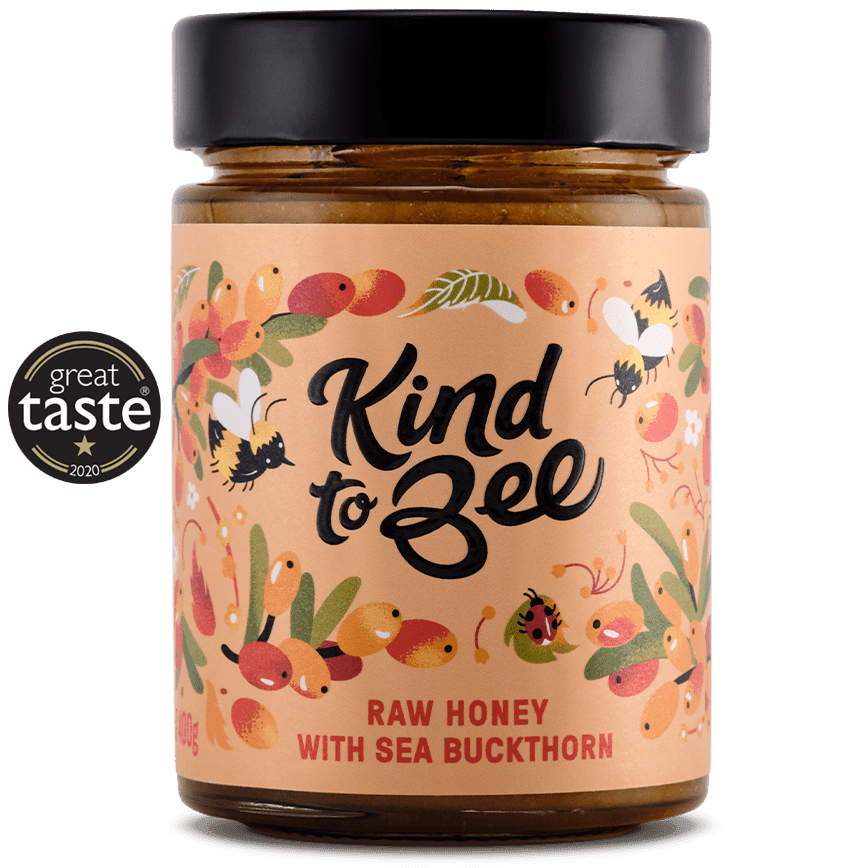The 2020 Great Taste award winning Raw Honey with Sea Buckthorn from Kind to Bee 400g